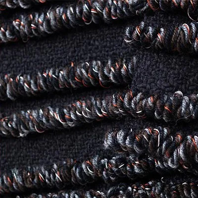 Navy Woven Stripe Textile Relief, 100 x 100 cm in blue — detail