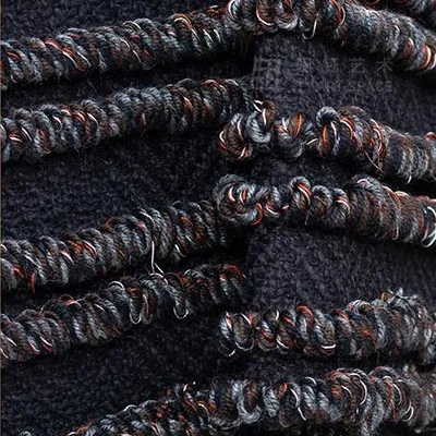 Navy Woven Stripe Textile Relief, 100 x 100 cm in blue — detail