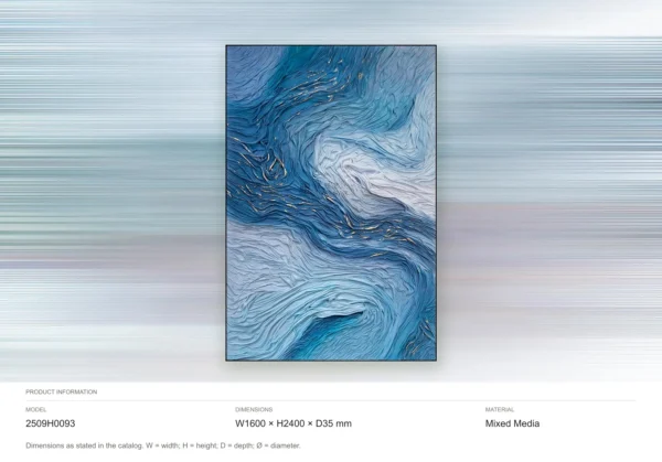Tall Blue Wave Relief in blue — dimensions