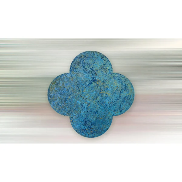 Quatrefoil Turquoise Patina Relief, 195 x 195 cm in blue — in a room setting