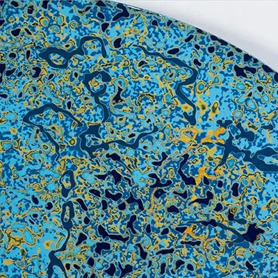 Quatrefoil Turquoise Patina Relief, 195 x 195 cm in blue — detail