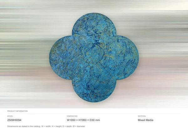 Quatrefoil Turquoise Patina Relief, 195 x 195 cm in blue — dimensions