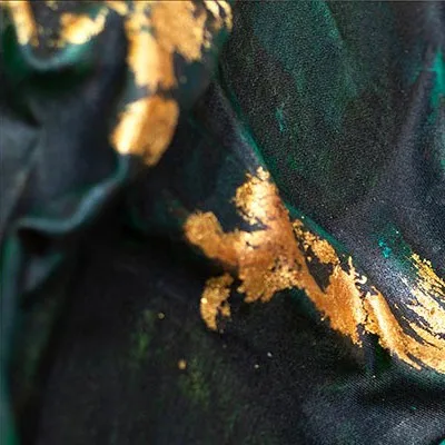 Teal Quilted Grid Relief with Gold Edges, 100 x 100 cm in blue — detail