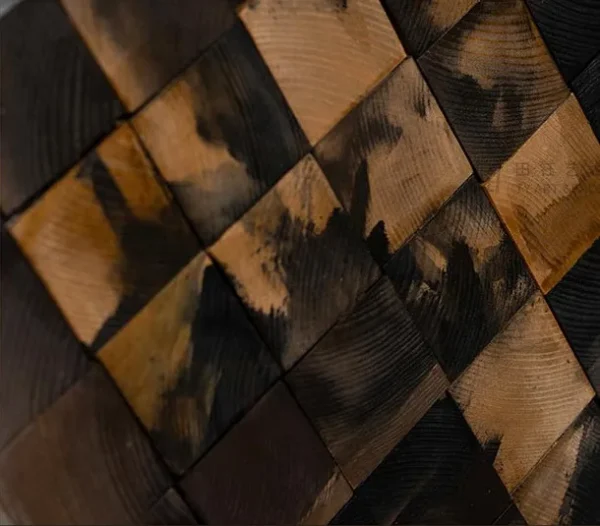Wood Block Mosaic in Black Frame, 80 x 105 cm — detail