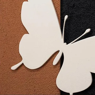 White Butterflies on Black in Terracotta Mount, 55 x 50 cm — detail