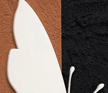 White Butterflies on Black in Terracotta Mount, 55 x 50 cm — detail