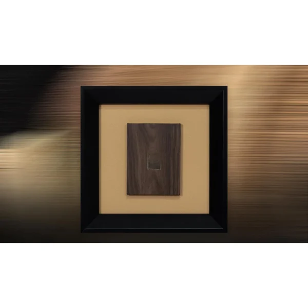 Small Walnut Panel in Ochre Mount and Black Frame, 32 x 32 — in a room setting