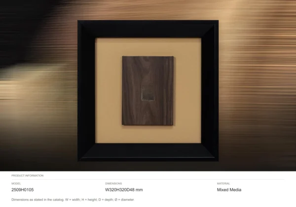 Small Walnut Panel in Ochre Mount and Black Frame, 32 x 32 — dimensions