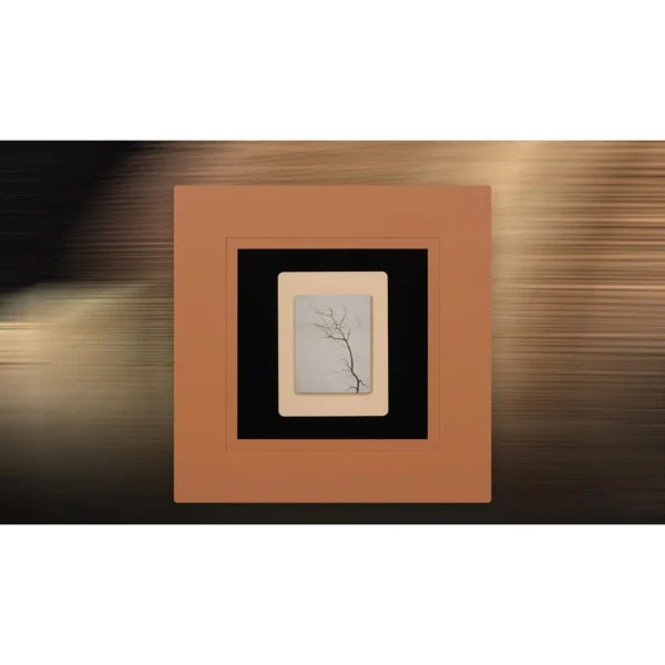 Bare Branch Print in Terracotta and Black Mount, 55 x 50 cm — in a room setting