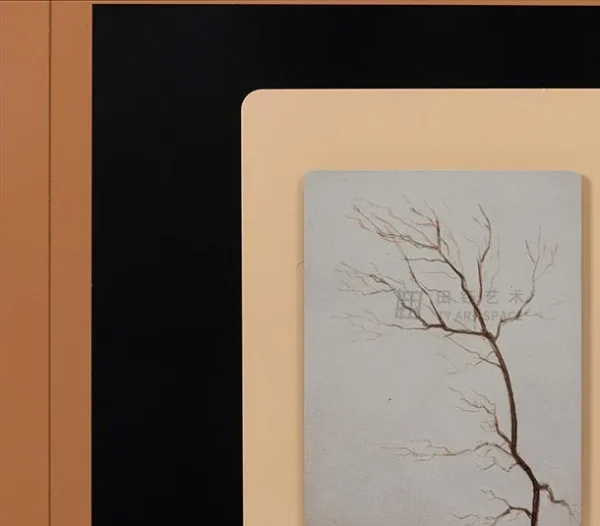Bare Branch Print in Terracotta and Black Mount, 55 x 50 cm — detail