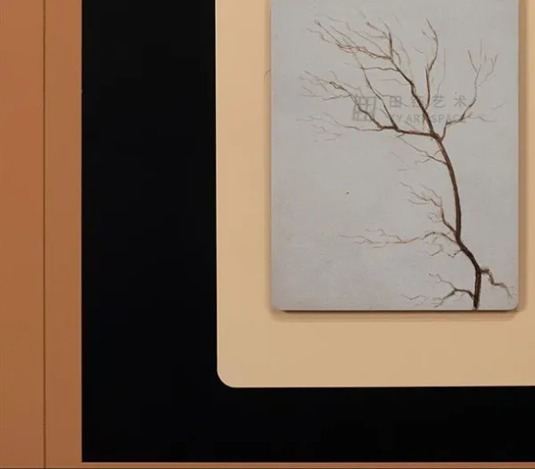 Bare Branch Print in Terracotta and Black Mount, 55 x 50 cm — detail