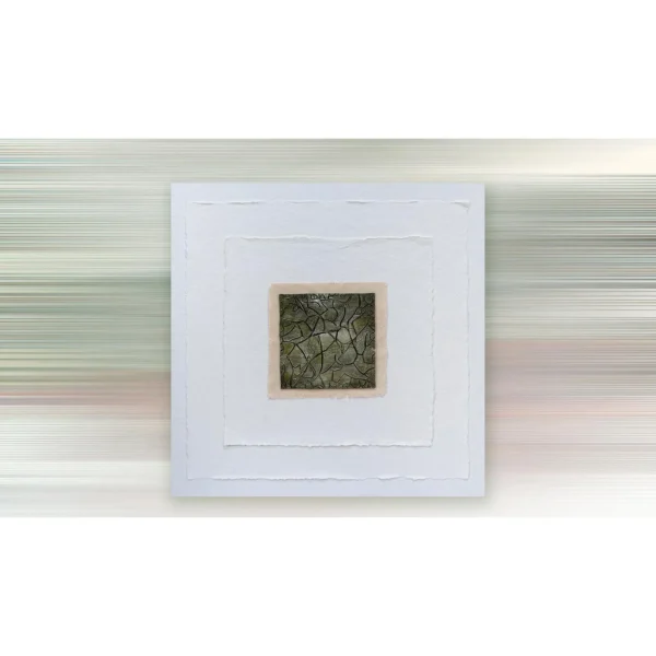 Small Crackle Tile in White Plaster Frame, 80 x 80 cm — in a room setting