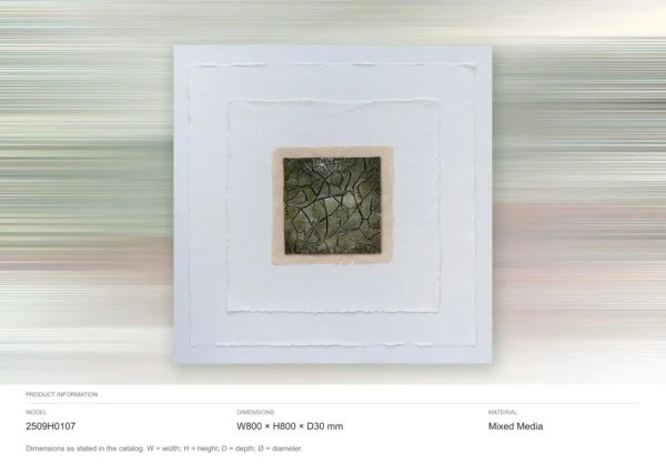 Small Crackle Tile in White Plaster Frame, 80 x 80 cm — dimensions