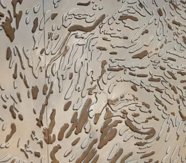 Tall Gold Petal Relief in Black Frame, 160 x 210 cm — detail