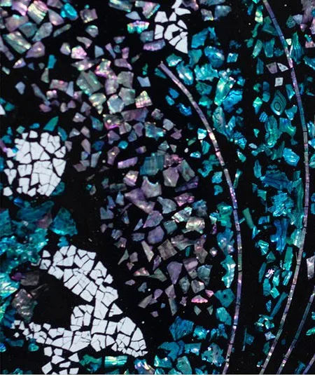 Blue Crackle Mosaic Painting in Silver Frame, 150 x 180 cm — detail