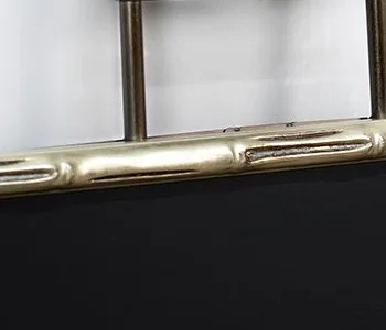 Small Framed Marble Art on Brass Rod with Disc, 60 x 150 cm in black — detail