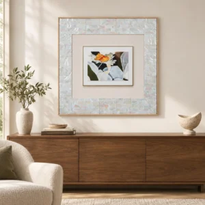 Square Abstract Print in ivory — front view