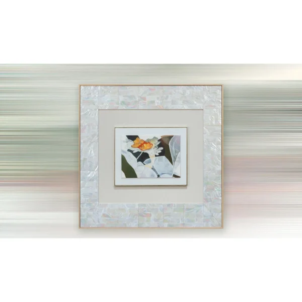 Square Abstract Print in ivory — in a room setting