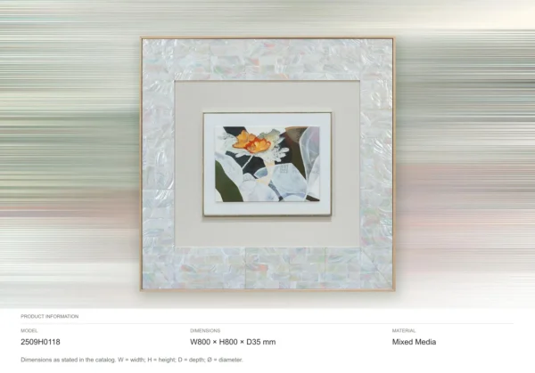 Square Abstract Print in ivory — dimensions