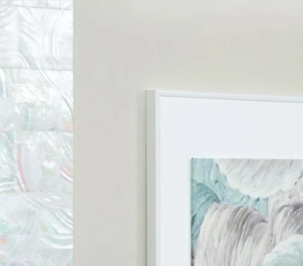 Tall Abstract Print in Mother of Pearl Mosaic Frame, 80 x — detail