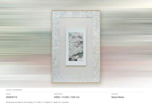 Tall Abstract Print in Mother of Pearl Mosaic Frame, 80 x — dimensions