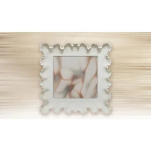 Abstract Print in Sculpted White Coral Frame, 80 x 80 cm — in a room setting