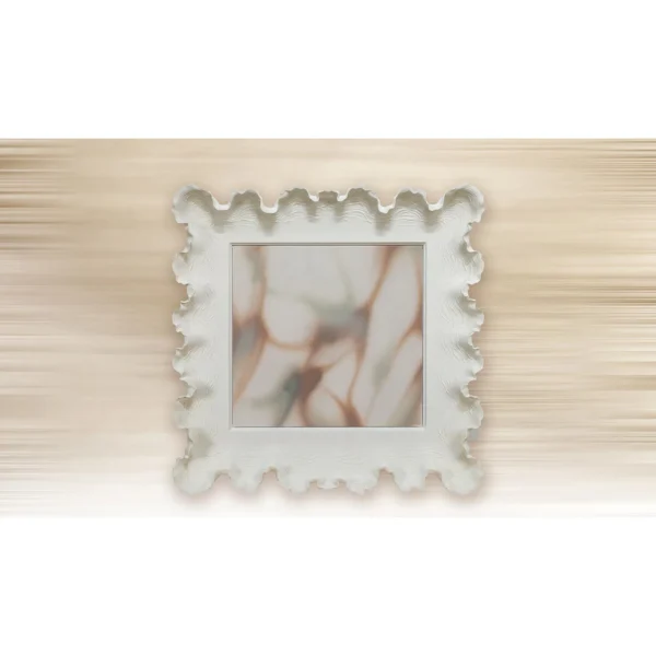 Abstract Print in Sculpted White Coral Frame, 80 x 80 cm — in a room setting