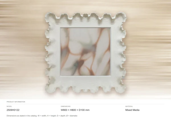 Abstract Print in Sculpted White Coral Frame, 80 x 80 cm — dimensions