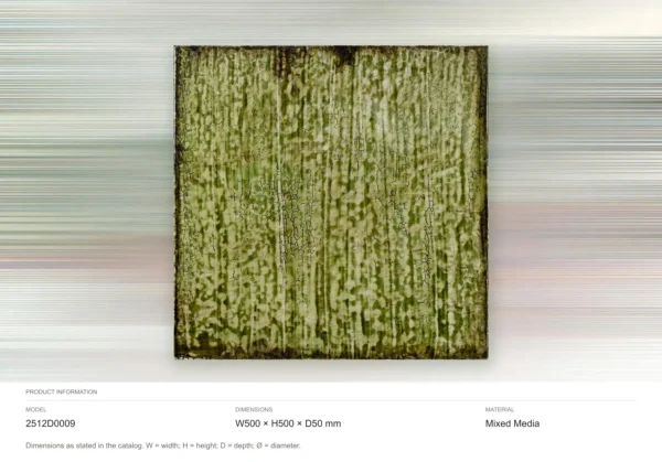 Moss Green Ribbed Glazed Slab, 50 x 50 cm in olive — dimensions