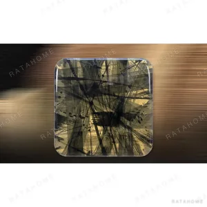 Black Ink Brush Glazed Slab, 60 x 60 cm in black — in a room setting