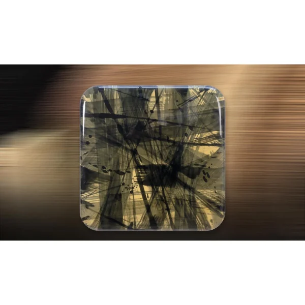 Black Ink Brush Glazed Slab, 60 x 60 cm in black — in a room setting