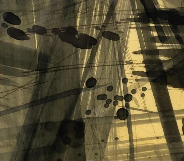 Black Ink Brush Glazed Slab, 60 x 60 cm in black — detail