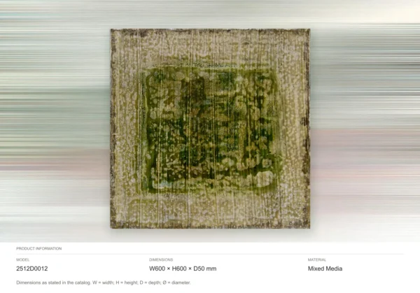 Green Crackle Glazed Slab with Pale Border, 60 x 60 cm in olive — dimensions