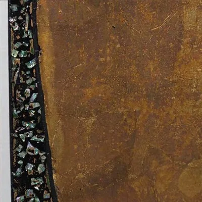 Rust Glazed Slab with Black Speckle Corners, 120 x 120 cm in rust — detail