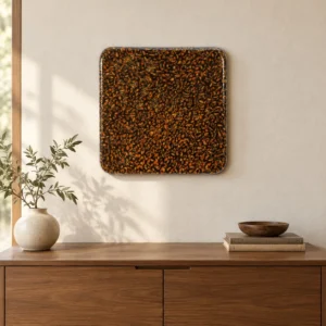 Rust Pebble Mosaic Glazed Slab, 50 x 50 cm in rust — front view