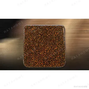 Rust Pebble Mosaic Glazed Slab, 50 x 50 cm in rust — in a room setting