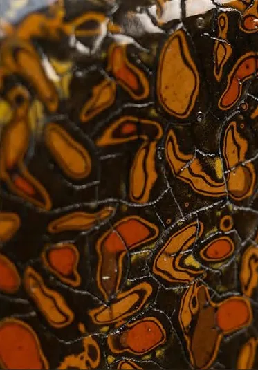 Rust Pebble Mosaic Glazed Slab, 50 x 50 cm in rust — detail