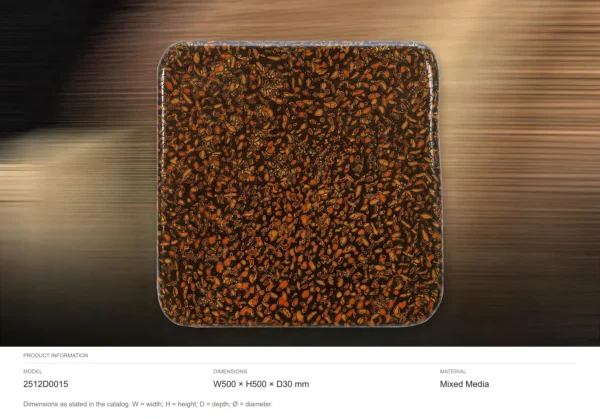 Rust Pebble Mosaic Glazed Slab, 50 x 50 cm in rust — dimensions