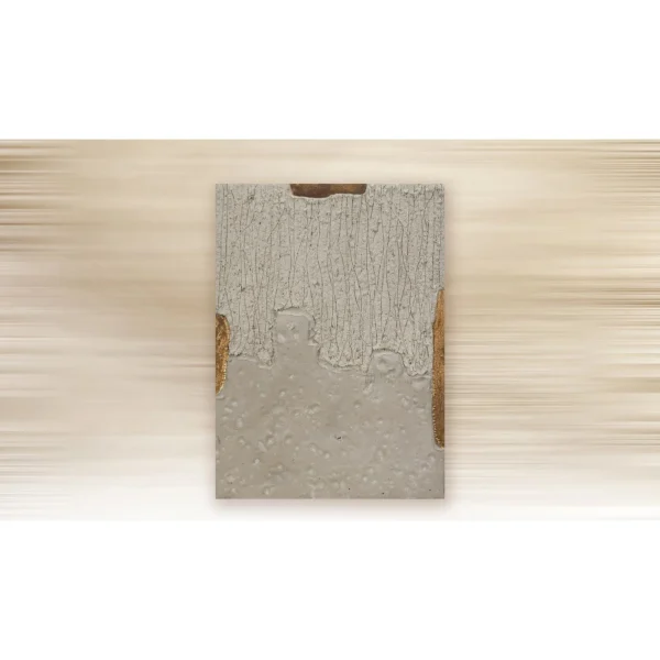 Cream Drip Plaster Panel with Gold Edge, 40 x 55 cm in ivory — in a room setting