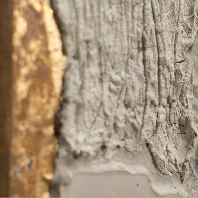 Cream Drip Plaster Panel with Gold Edge, 40 x 55 cm in ivory — detail