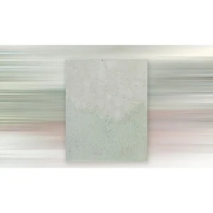 White Crackle Plaster Panel on Pale Green, 40 x 55 cm in ivory — in a room setting