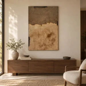 Tall Rust and Grey Plaster Panel, 80 x 120 cm in slate — front view