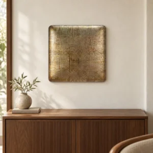 Silver Patina Glazed Slab, 50 x 50 cm in silver — front view