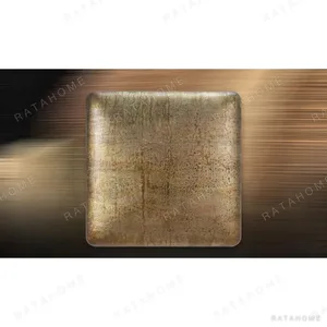 Silver Patina Glazed Slab, 50 x 50 cm in silver — in a room setting