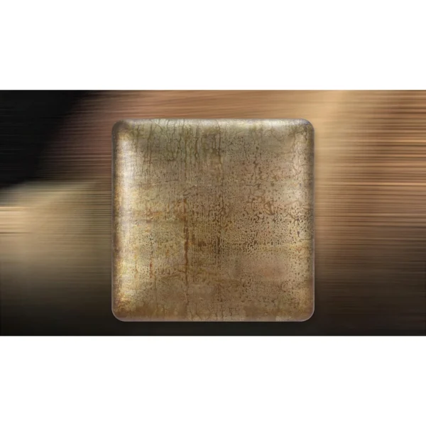 Silver Patina Glazed Slab, 50 x 50 cm in silver — in a room setting