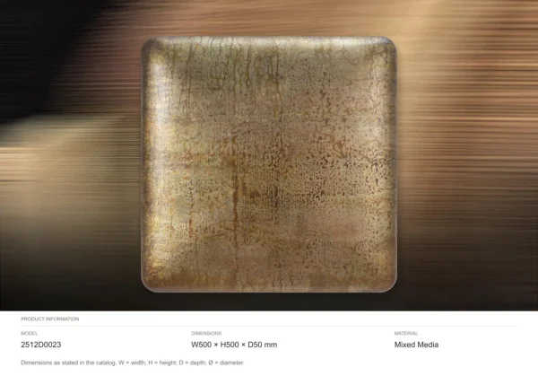 Silver Patina Glazed Slab, 50 x 50 cm in silver — dimensions