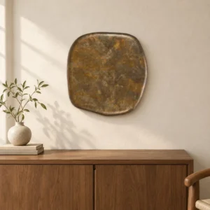 Pebble Glazed Slab in Bronze and Gold, 42 x 46 cm — front view