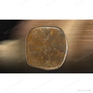 Pebble Glazed Slab in Bronze and Gold, 42 x 46 cm — in a room setting
