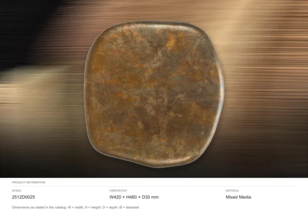 Pebble Glazed Slab in Bronze and Gold, 42 x 46 cm — dimensions