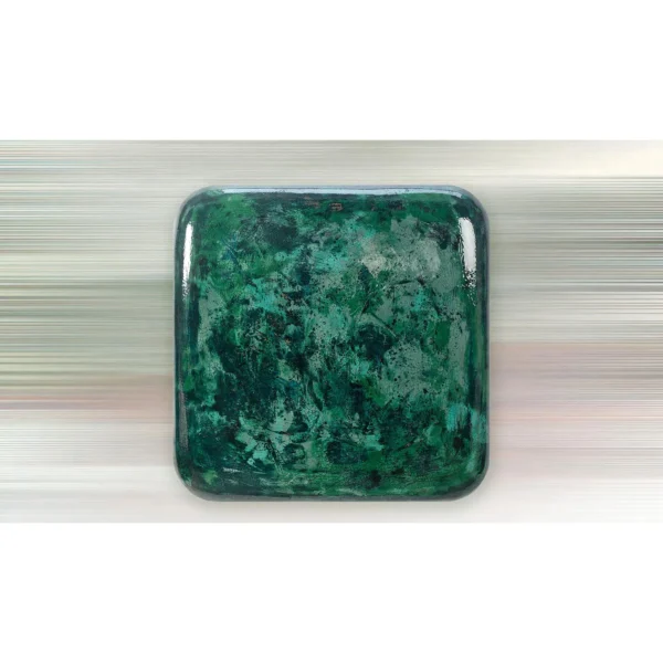 Emerald Marbled Glazed Slab, 100 x 100 cm in olive — in a room setting